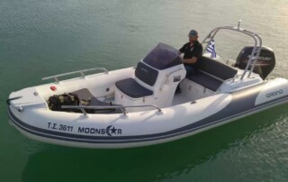 GRAND golden line 16’3″ long luxury rigid inflatable boat (RIB) in white & dark gray.