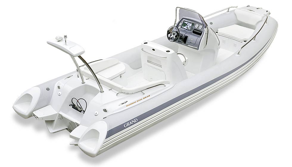 GOLDEN LINE 21 foot luxury fiberglass rigid inflatable boat.